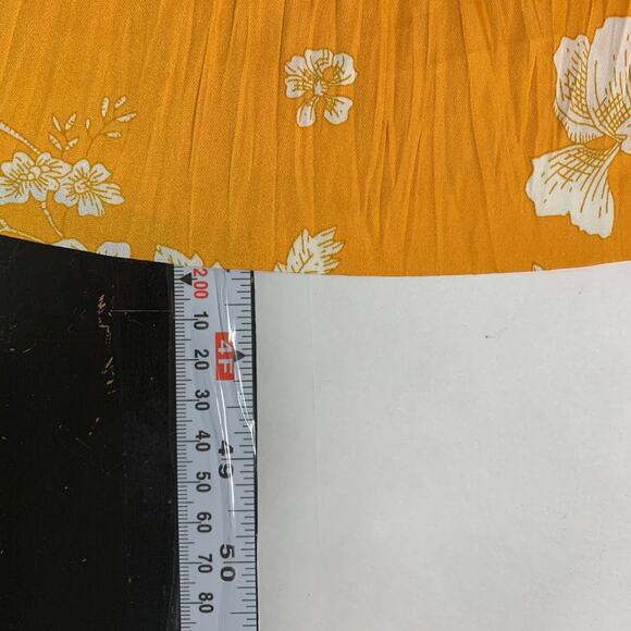 Current Air S Anthropologie Ruffled Sleeve Yellow Floral Midi Dress Silky - Picture 7 of 8